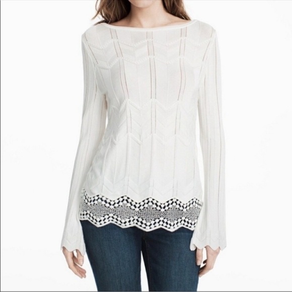 White House Black Market Sweaters - White House Black Market White Knit Sweater